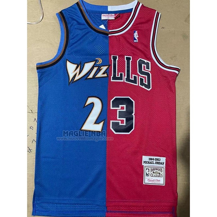 Maglia
 Michael Jordan NO 23 Chicago Bulls Washington Wizards Split Blu
 Rosso
